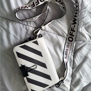 Off-White Monochrome Diagonal Stripe Clutch with no box